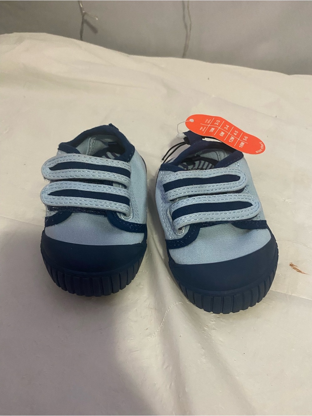 Kids Light Blue & Navy Velcro Sneakers